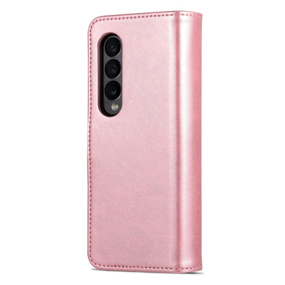 For Samsung Galaxy Z Fold4 5G Leather Phone Case - Smooth Calf Texture - Blue