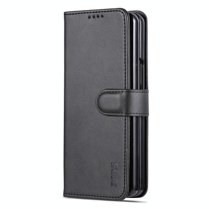 For Samsung Galaxy Z Fold4 5G Leather Phone Case - Smooth Calf Texture - Blue