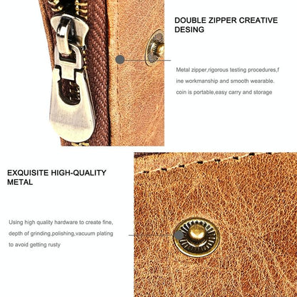 Leather Wallet with Rfid Protection and Strap - Card Slots - Coffee
