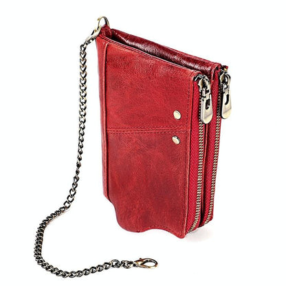 Leather Wallet with Rfid Protection and Strap - Card Slots - Coffee