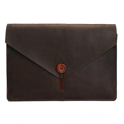 15.4 Business Laptop Tablet Bag - Genuine Leather - Universal Fit - Coffee