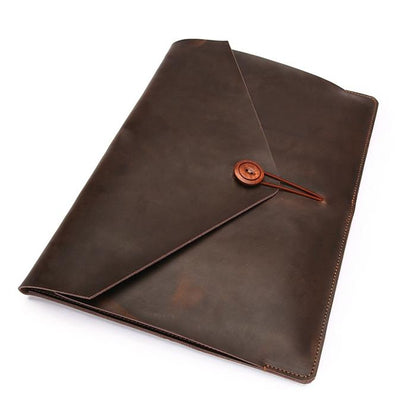 15.4 Business Laptop Tablet Bag - Genuine Leather - Universal Fit - Coffee