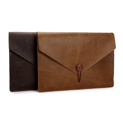 15.4 Business Laptop Tablet Bag - Genuine Leather - Universal Fit - Coffee