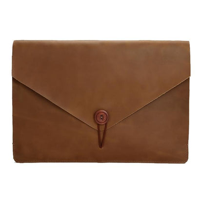 15.4 Business Laptop Tablet Bag - Genuine Leather - Universal Fit - Coffee