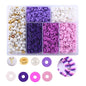 6 Piece Soft Pottery Beading Set For Diy Bracelets & Necklaces - Purple