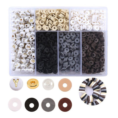 6 Piece Soft Pottery Beading Set For Diy Bracelets & Necklaces - Purple