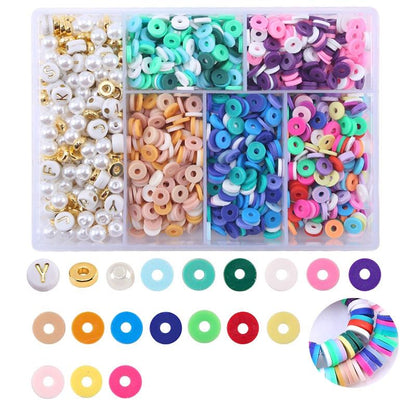 6 Piece Soft Pottery Beading Set For Diy Bracelets & Necklaces - Purple