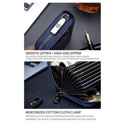 Men'S Leather Card Holder Casual Driver License Wallet - Light Blue