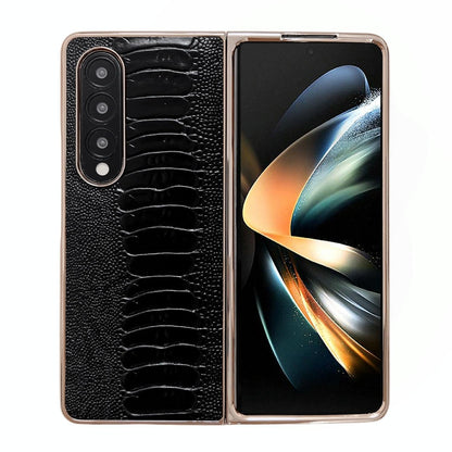 For Samsung Galaxy Z Fold4 5G Genuine Leather Nano Plating Phone Case - Green