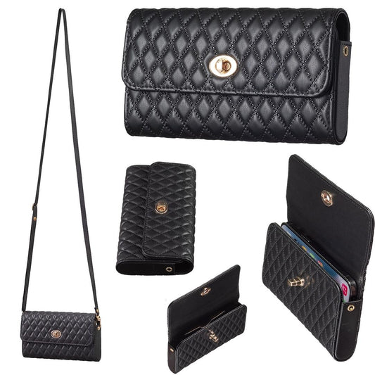 Horizontal Pu Crossbody Shoulder Bag - Black