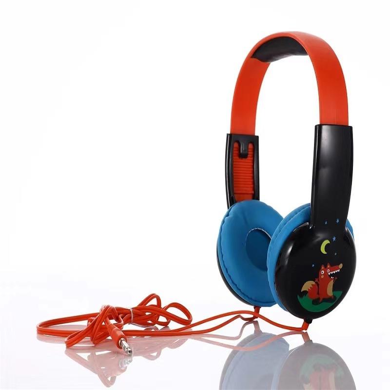 Portable Children'S Wired Headphones - Pink Green