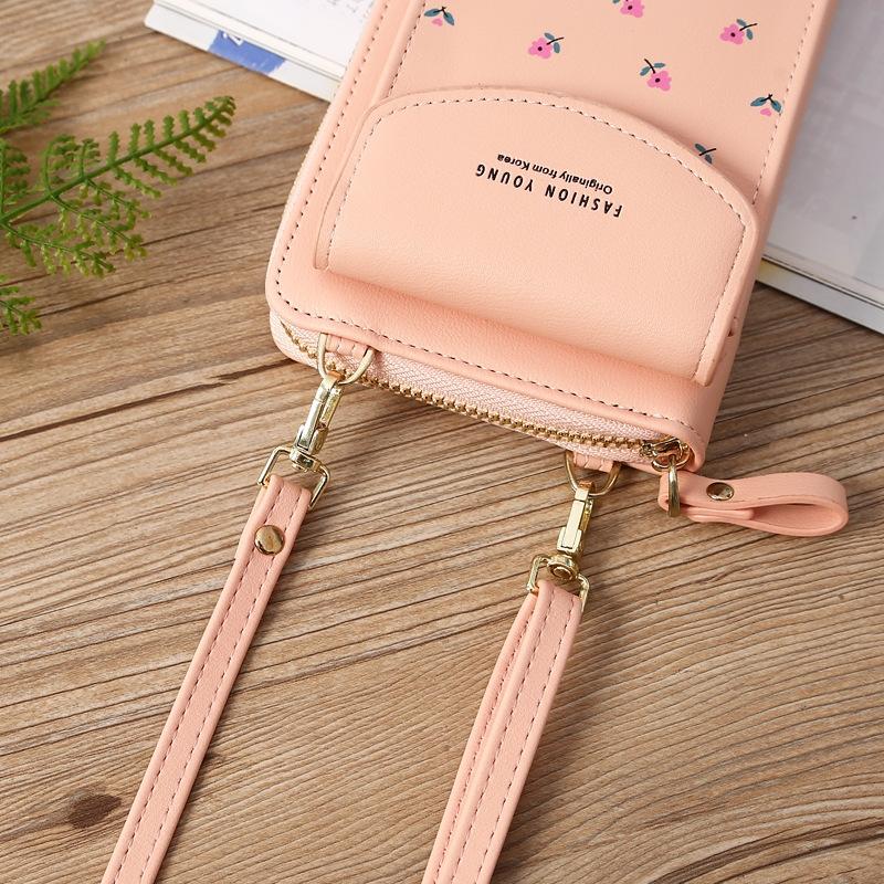 Floral Multi Card Crossbody Bag For Women - Light Pink