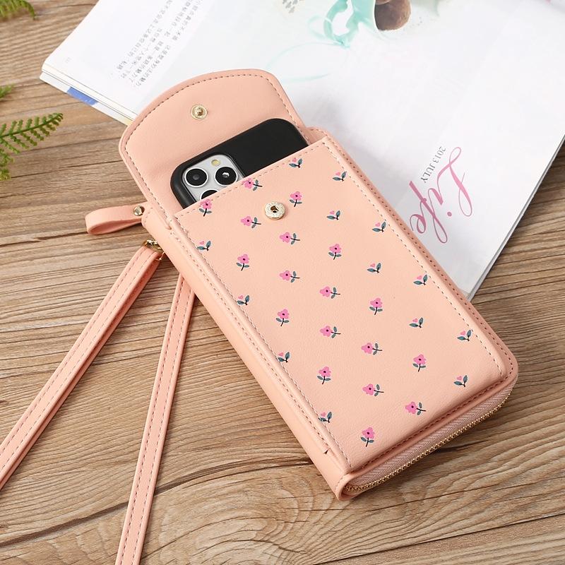 Floral Multi Card Crossbody Bag For Women - Light Pink