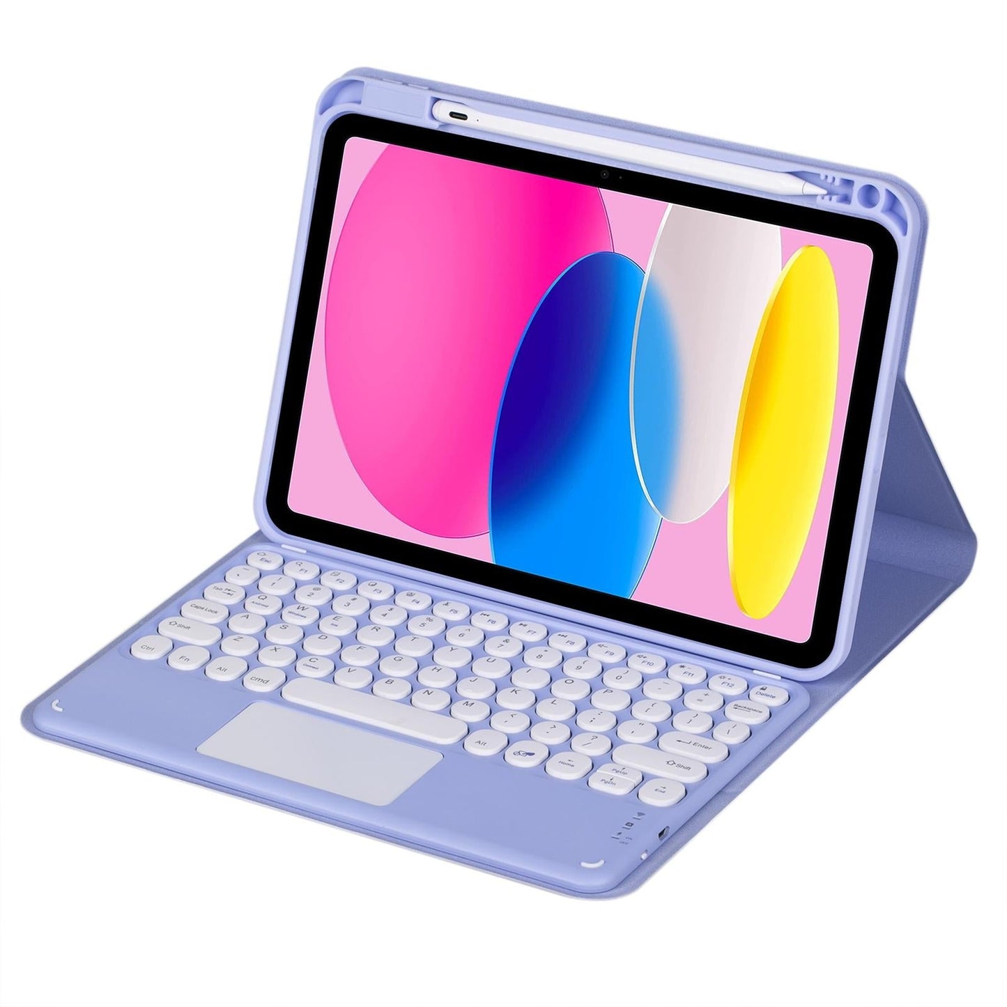 2022 Ipad 10.9 Touch Keyboard Leather Case With Pen Slot - Blue