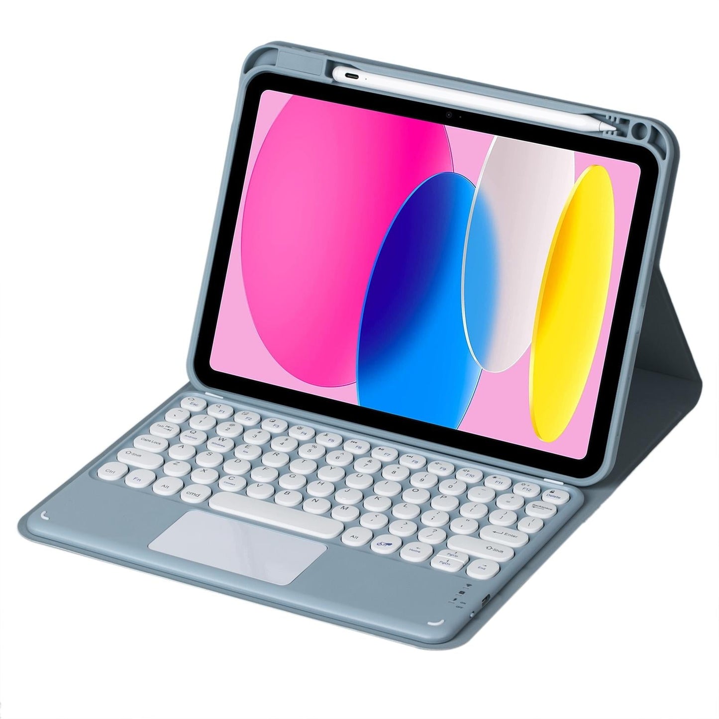 2022 Ipad 10.9 Touch Keyboard Leather Case With Pen Slot - Blue