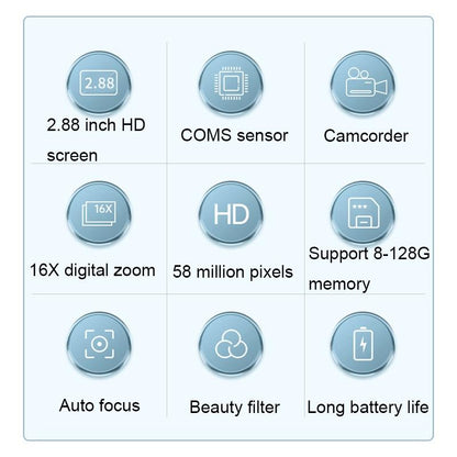 Portable 16X Zoom Hd Digital Camera With 2.88 Ips Screen - Green