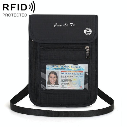 Rfid Passport Storage Bag Anti Theft Messenger - Black
