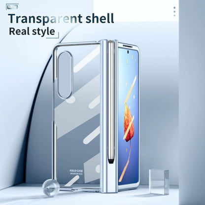 For Samsung Galaxy Z Fold4 5G Full Body Phone Case with Integrated Hinge and Pen Slot - Gold