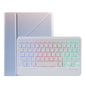 Bluetooth Keyboard Leather Case For Ipad 9.7 - Triangle Holder & Pen Slot - Gradient Purple