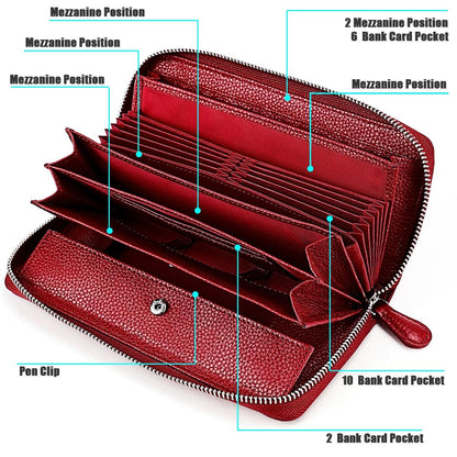Stylish Rfid Clutch with Zipper - Lychee Texture - Black