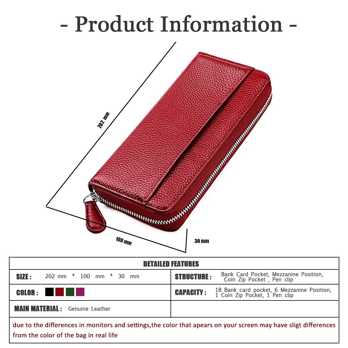 Stylish Rfid Clutch with Zipper - Lychee Texture - Black