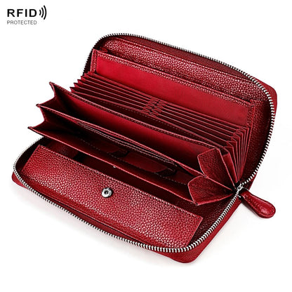 Stylish Rfid Clutch with Zipper - Lychee Texture - Black