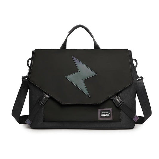 Anti-Drop Crossbody Laptop Bag - Fits 13.3-16 Inch - Airbag Protection - Black Lightning
