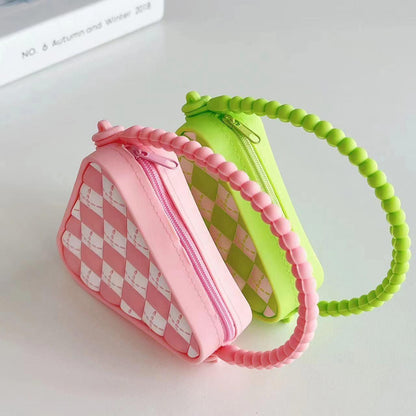 Mini Diamond Shaped Silicone Shoulder Bag - Green