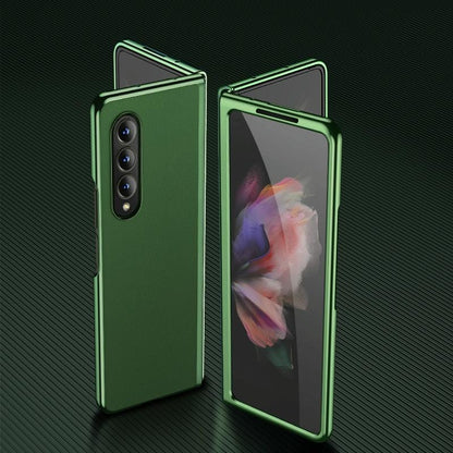 For Samsung Galaxy Z Fold4 5G Leather Plated Phone Cover - Rose Gold