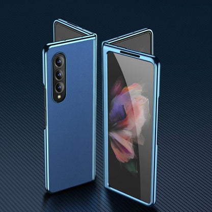 For Samsung Galaxy Z Fold4 5G Leather Plated Phone Cover - Rose Gold
