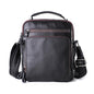 Men Large Capacity One Shoulder Leather Messenger Bag - Napa Texture Black