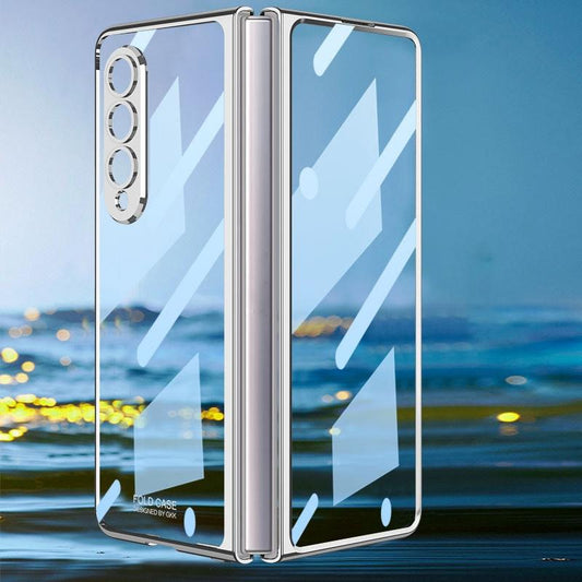 Full Coverage Electroplated Glass Case for Samsung Galaxy z Fold 4 - Silver