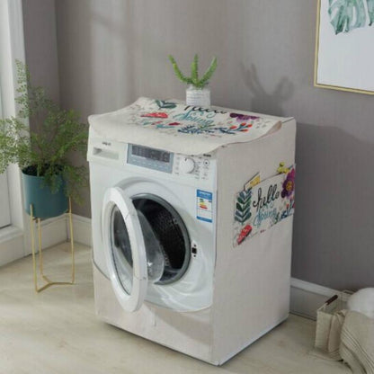 Cartoon Cotton Linen Drum Roller Washing Machine Dust Cover - 83x60x60cm Size - Happy Bear