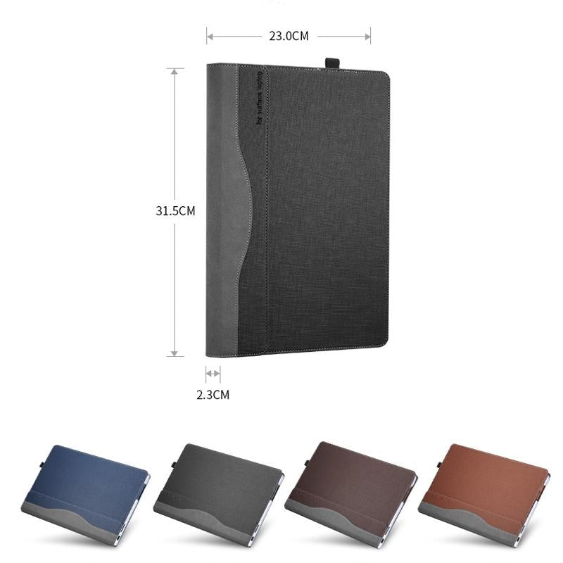 Versatile 13.5 Leather Laptop Sleeve for Microsoft Surface - Multi-functional - Gentleman Gray