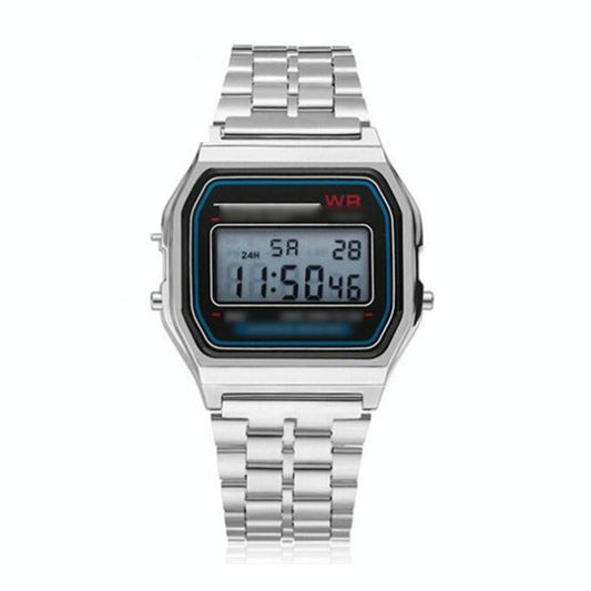 Waterproof Led Digital Quartz Wristwatch - Unisex - Silver