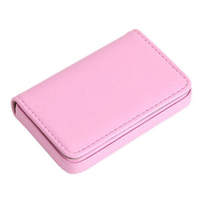 Stainless Steel Magnetic Business Card Holder Pu Leather Case - Black