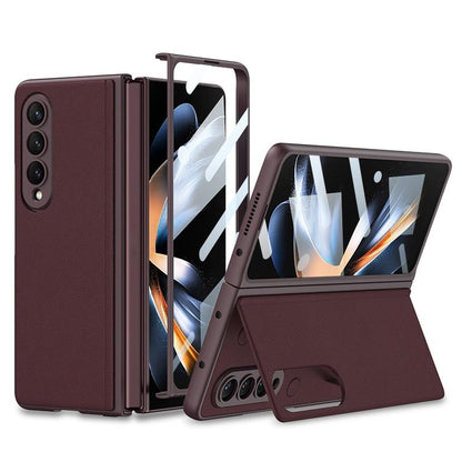 Foldable Leather Case with Stand for Samsung Galaxy z Fold 4 - Ultra Thin - Wine Red