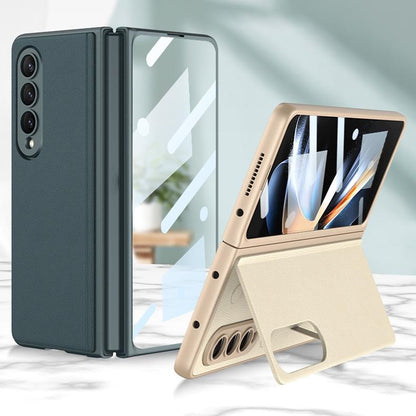 Foldable Leather Case with Stand for Samsung Galaxy z Fold 4 - Ultra Thin - Wine Red