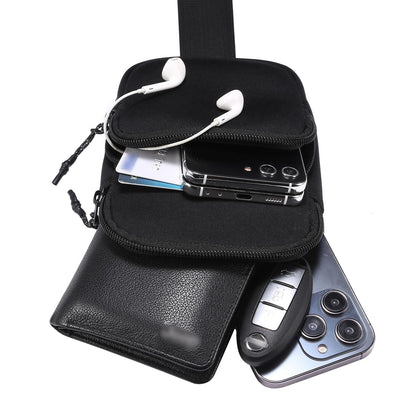 Universal Nylon Chest Bag For 5.5 Inch -7.2 Inch Phones Fashionable And Functional - Black
