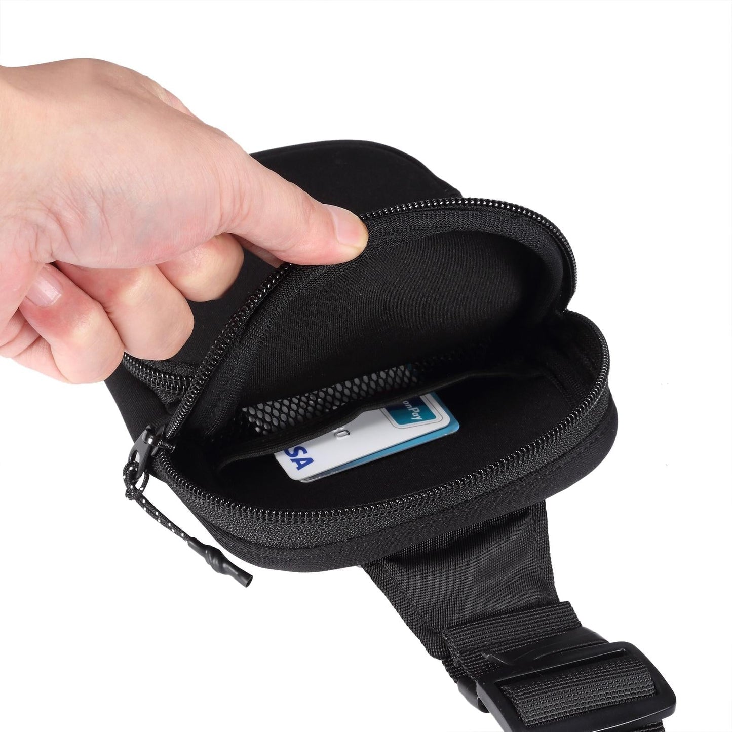 Universal Nylon Chest Bag For 5.5 Inch -7.2 Inch Phones Fashionable And Functional - Black