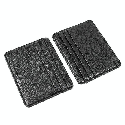 Lychee Pattern Mini Card Holder Multi Card Slots Ultra Thin Coin Purse - Beige