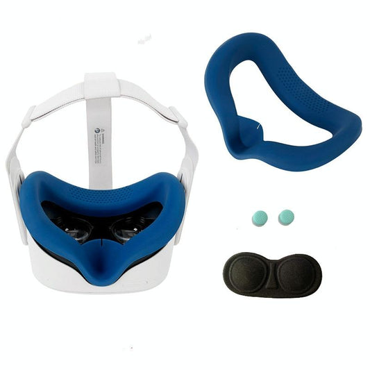 Silicone Vr Eye Mask Lens Cover Set for Oculus Quest 2 - Navy Blue