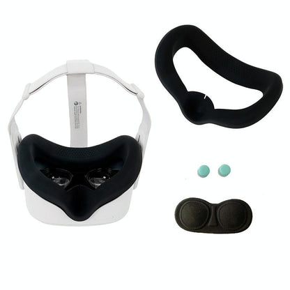 Silicone Vr Eye Mask Lens Cover Set for Oculus Quest 2 - Navy Blue