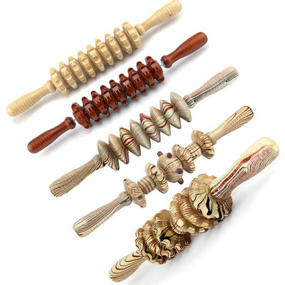Wooden Abdominal & Leg Roller Massager - 368 Massage Wheel