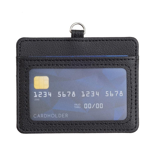 Horizontal Id Card Bag & Lanyard - Black