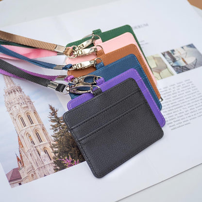 Horizontal Id Card Bag & Lanyard - Black