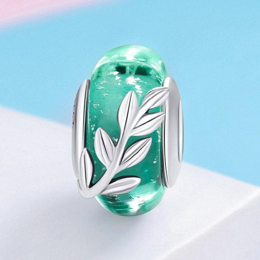 925 Sterling Silver Seasonal Glass Bead Bracelet Charms - Green