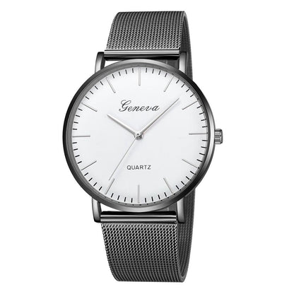 Stainless Steel Mesh Unisex Quartz Watch - Gold Shell White Dial Gold Needle