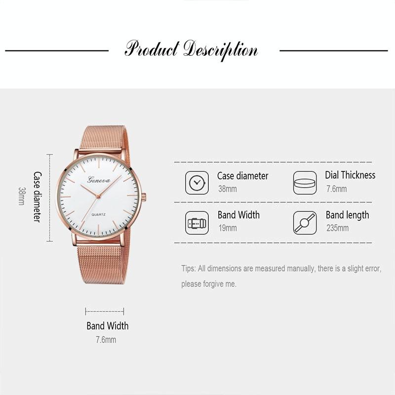 Stainless Steel Mesh Unisex Quartz Watch - Gold Shell White Dial Gold Needle