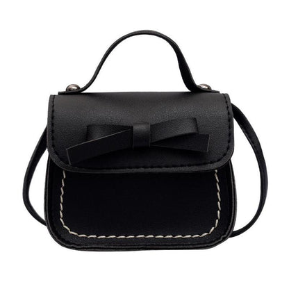 Mini Bowknot Pu Leather Baby Girls Messenger Bag - Green